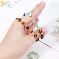 CSJA Vente en gros de pierres précieuses naturelles, agate indienne facettée, perle de guérison Reiki, pierre des 7 chakras, bracelets extensibles pour femmes H862