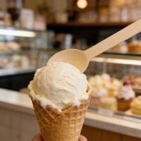 Ensemble de cuillères en bambou jetables à finition naturelle, taille standard, cuillères biodégradables écologiques pour les glaces, les desserts et les salons de desserts