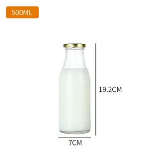 Factory produced wholesale glass package for milk glass milk bottle 500 ml