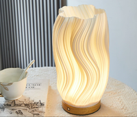 Lampe de table rechargeable en bois massif, lumière d'ambiance minimaliste nordique pour chevet, veilleuse décorative 3D nature pour une maison douillette