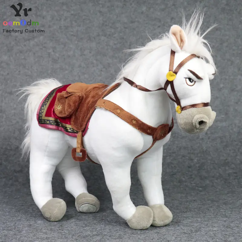 Оптовая продажа 2024 плюшевая игрушка для верховой езды, с седлом, недорогая Милая белая мягкая лошадь для детей, подарки