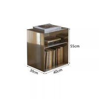 Table d'appoint en acier inoxydable brossé de style mid-century, table basse moderne en métal, table de chevet, porte-revues pour salon
