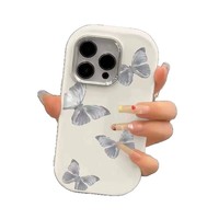Mode fille galvanoplastie lentille bleu papillon PC étui de téléphone portable protéger la couverture pour iPhone 16 Pro Max 11 12 13 14 15