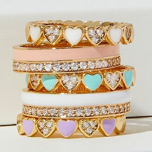 Yeni mavi mor beyaz emaye sonsuza aşk kalp Charm parmak yüzük kadınlar için kız arkadaşı <span class=keywords><strong>Promise</strong></span> düğün takısı hediyeler - Product Image 2