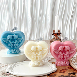 Bougie parfumée en forme de cœur en gros, bougie décorative en cire de soja en forme d'ange bébé mignon, bougie esthétique faite à la main <span class=keywords><strong>pour</strong></span> cadeaux - Product Image 3