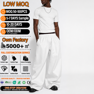 Custom Straight Leg Men's Casual <b>Trousers</b> Embroidered Fleece Cotton Track Pants Cotton Stacked Double Waist Sweatpants - Product Image 1