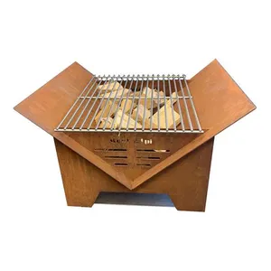 Paket Kemah Datar Portabel Kustom Lubang Api BBQ Braziers Modern OEM Portabel Luar Ruangan Lubang Api Kemah Datar