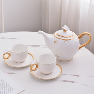 Luxury High Quality Eco-Friendly White Ceramic Bone China Coffee & <b>Tea</b> <b>Set</b> with Gold Rim for Gift - Product Image 4
