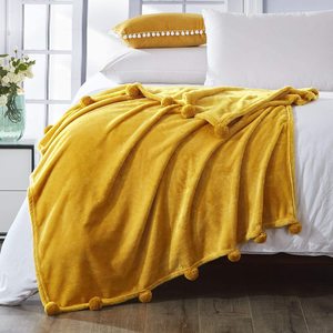Selimut flanel Mink lembaran warna Solid kualitas tinggi tanpa penumpahan dengan Furball kecil - Product Image 5