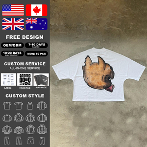 Custom DTG Print Tee Custom Size Mens Crop Thick Vintage 100% Cotton Sun Faded Acid Wash Graphic T Shirts - Product Image 2