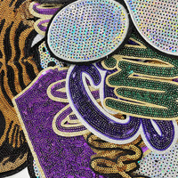 Grandes écussons thermocollants personnalisés en forme de lettres à paillettes violettes, motif patte de mascotte des Bulldogs, pour la décoration de vêtements DIY pour adultes