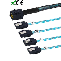 Kabel Internal HD Mini SAS (SFF-8643 Host) ke 4 Target SATA 650mm untuk Pengontrol 4 Hard Disk Drive SATA untuk Penggunaan Komputer