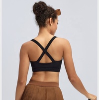 Soutien-gorge de sport pour femme, grande taille, avec logo personnalisé, froncé sur le devant, push-up, rembourré, antichoc, dos croisé, pour la course en extérieur