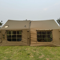 Tente gonflable FR 18 m² en tissu Oxford durable, imperméable, pour le glamping en plein air, deux chambres, grand espace, tente de camping gonflable