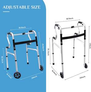 Déambulateur pliant 3-en-1 pour la rééducation médicale, avec fonction de marche debout assistée, adapté aux espaces étroits, pour personnes âgées jusqu'à 200 kg - Product Image 3