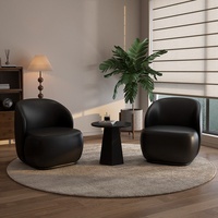 Luxuriöser PU-Leder Empfangs-Einzelsessel für Wohnmöbel Umweltfreundlich Wasserdicht Schwarzes Retro-Design Schönheitssalon
