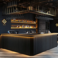 Comptoir de bar moderne en bois massif noir pour bar à domicile, salon, hôtel et restaurant - Facile à nettoyer et écologique