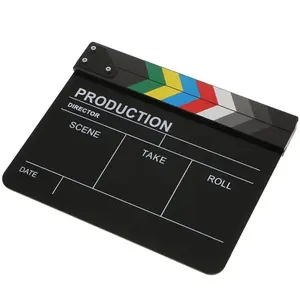 Papan Clapper Film hitam, peralatan studio fotografi 30*24.5*1.8cm, papan Clapboard akrilik hapus kering Film papan Clapper