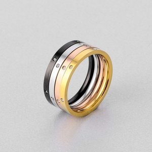 Anillo de Compromiso de Alta Gama, 100% Acero Inoxidable, Anillo Sencillo con Relleno de Oro - Product Image 5