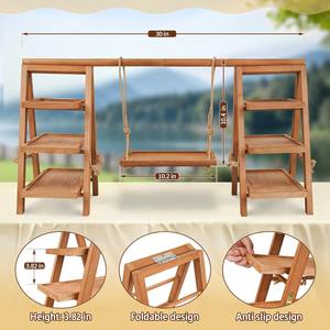 Support à dessert portable en bois multi-niveaux pour pique-nique et fête, présentoir à cupcakes mobile et plateau de service pour aliments chauds - Product Image 3