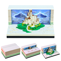 Bloc-notes 3D Sky Castle 2027, Diorama Île Flottante, Escalier en Marbre Nuage, Couverture Acrylique, Calendrier de Bureau, Bloc de Papier d'Écriture