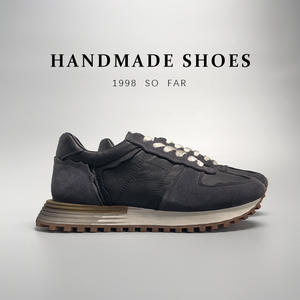 Zapatillas Retro Negras Hechas a Mano para Hombre, de Cuero Genuino con Malla, Suela de Goma en Capas, Ligeras, con Soporte y Antideslizantes para Uso Diario - Product Image 3