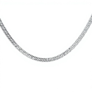 Chaîne industrielle triple fermoir en platine blanche Pt950, maillons plats décalés, unisexe, minimaliste, durable, ornement en platine, cadeau - Product Image 1