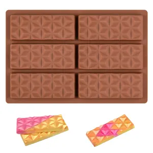 SILIKOLOVE Moldes de silicone para chocolate, moldes profundos de silicone para barra de doces, moldes em forma de pirâmide para grandes derretimentos de cera