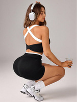 Short de yoga taille mi-haute avec bordure blanche, effet push-up, ensemble 2 pièces, 3 pouces, anti-transpiration, respirant, séchage rapide, OEM ODM, logo personnalisé, coupe basse devant