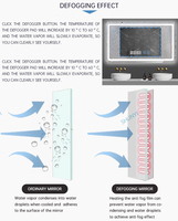Miroir de salle de bain intelligent 12W/18W/36W 12V avec interrupteur tactile, variateur LED, capteur tactile, affichage de l'heure et de la température, et fonction anti-buée