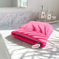 Pochette de maquillage de luxe en néoprène rouge rose, résistante à l'eau, anti-odeur, avec fermeture éclair, triple couche, matelassée et rembourrée