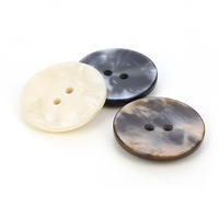 Kancing Resin Cangkang Imitasi Berpola Bulat Warna Hitam Beige Biru Coklat 2 Lubang 4 Lubang 14L 16L 18L 20L 24L untuk Kemeja