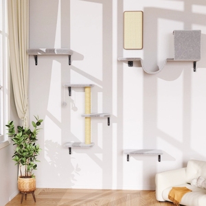 5-Piece ahşap kapalı kedi mobilya oyun seti duvara monte kedi tırmanıcı kınamak ev merdiven tırmalama kurulu kedi ağaçları Scratcher - Product Image 5