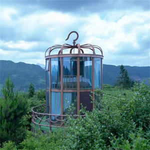 Nouveau design en forme de cage à oiseaux hôtels de villégiature préfabriqués accrocheurs salon touristique de 2 étages maison en verre extérieur - Product Image 5