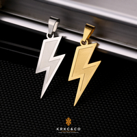 Pendentif éclair pour femme KRKC, forme de flash, métal, serti de pierres, pendentif éclair, pendentif tonnerre, plaqué or 18 carats