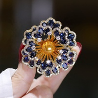 Broche de luxe Qianzuyin en cuivre plaqué or, perle de coquillage de haute qualité, broche fleur de pivoine en zircon pour mariages