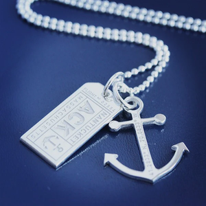 Jietao18K Gold PVD Stainless Steel Custom Coordinate <strong>Nantucket</strong> Anchor Necklace Ball Chain Tarnish Free Nautical Unisex Jewelry - Product Image 2