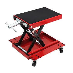 1100 LB Motorcycle Lift Center Scissor Lift Jack with Dolly Wide Flat Hoist Stand Bikes ATVs Garage Repair Stand