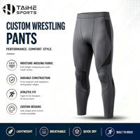 Pantalon de lutte gris anthracite personnalisé avec panneau de ventilation en maille noire, legging de compression pleine longueur, uniforme d'équipe, commande en gros