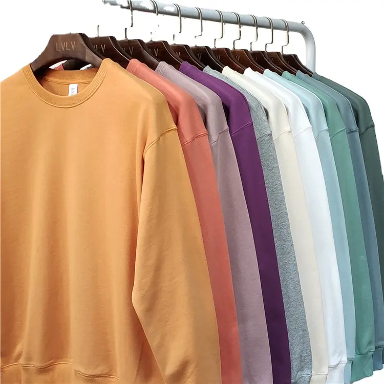 HG1106 umweltfreundlich Premium 15 Farben einfarbig Rundhalsausschnitt S-5XL Eigenmarke Baumwolle Fleece dickes Herren Rundhalsausschnitt Sweatshirt