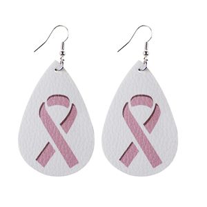 Boucles d'oreilles pendantes en similicuir rose en forme de goutte d'eau pour femmes, ensemble de bijoux de sensibilisation au cancer du sein, 16 paires, accessoire de mode tendance - Product Image 5