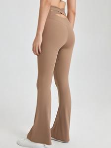 Women High Waist Cross Hollow Back <b>Flare</b> Yoga Pants Butt Lifting Stretch Soft Naked Feel <b>Leggings</b> Pilates Gym Workout Trousers - Product Image 4