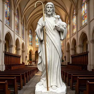 Statue de Jésus en marbre de style religieux catholique, taille personnalisée, Sacré-Cœur pour la décoration d'église - Product Image 3