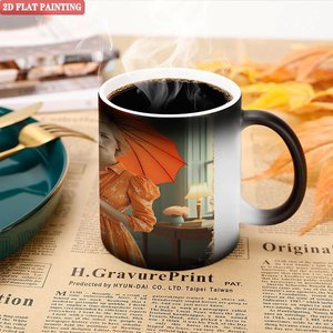 Taza Mágica de Cerámica Negra Esmerilada de 11 oz que Cambia de Color con Diseño de Pintura Plana en 2D - Product Image 5