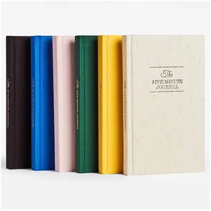 Caderno de capa dura de linho A5 com impressão personalizada, diário de gratidão diária para atenção plena, autocuidado, amor