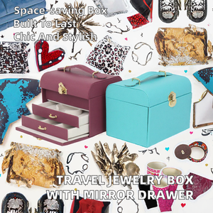 Elegant PU Leather Jewelry <b>Box</b>, Multi Drawer <b>Lockable</b> Accessory <b>Storage</b> Case, Portable Jewelry Organizer for Daily Collection - Product Image 2