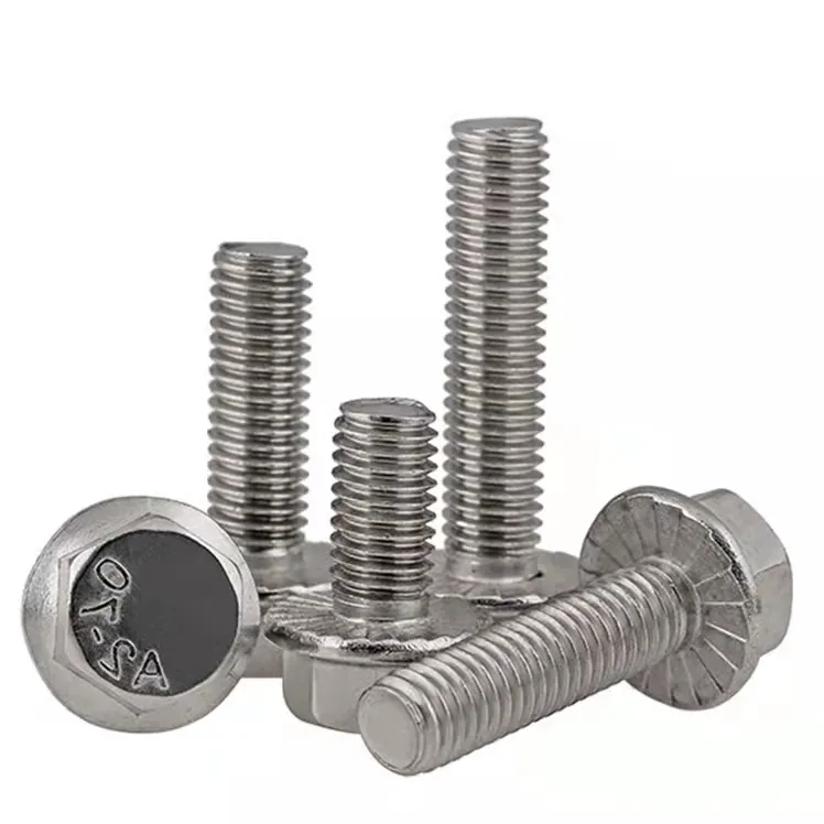 GB5789 Stainless Steel Flanged Bolt Metric M5 M6 M8 M10 M12 M13 1/4 20x 1/2" Hexagon Flange Bolts With Serration