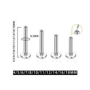 Implantaatkwaliteit G23 Titanium Niet-Schroefdraad <span class=keywords><strong>Labret</strong></span> Duwpen Geperforeerde Sieraden Lip Ring Alleen In <span class=keywords><strong>Labret</strong></span> Paal - Product Image 4