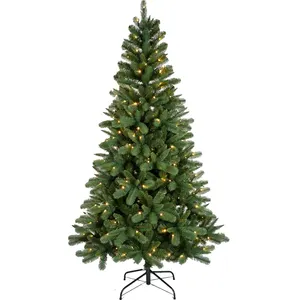 6ft Led Verlichting Pvc Pe Gemengde Luxe Scharnierende Kunstmatige Kerstboom