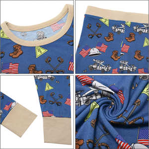 OEKO Fabricante Soporte Patrones de logotipo personalizado Ropa de dormir de dos piezas Pijamas para bebés Niños Conjunto Pijamas para bebés - Product Image 3